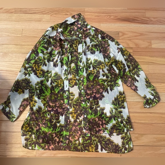 Top Shop Multicolored Floral Button Down Too Size 4 - Picture 1 of 8